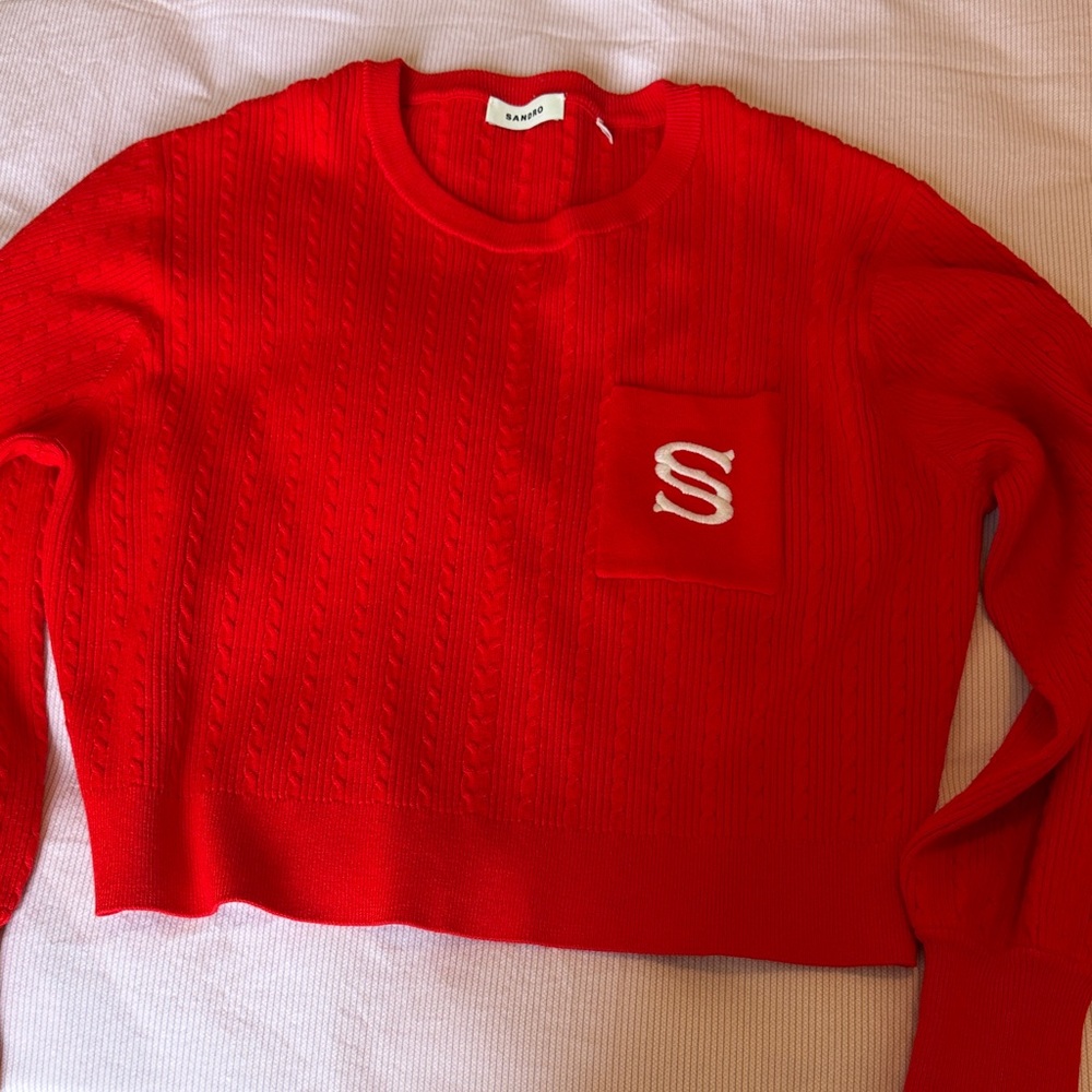 Sandro Vibrant Red Crew Neck Sweater
